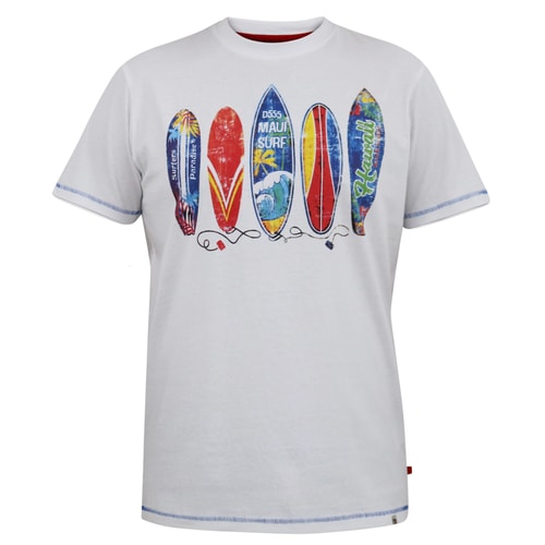 D555 Bridgford Maui Surf Boards bedrucktes T-Shirt mit Rundhalsausschnitt, Weiß